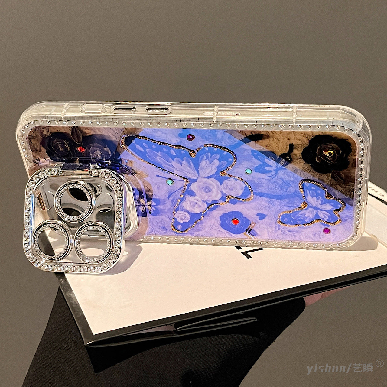 iPhoneケース おしゃれ 蝶々 スタンド付き スマホケース