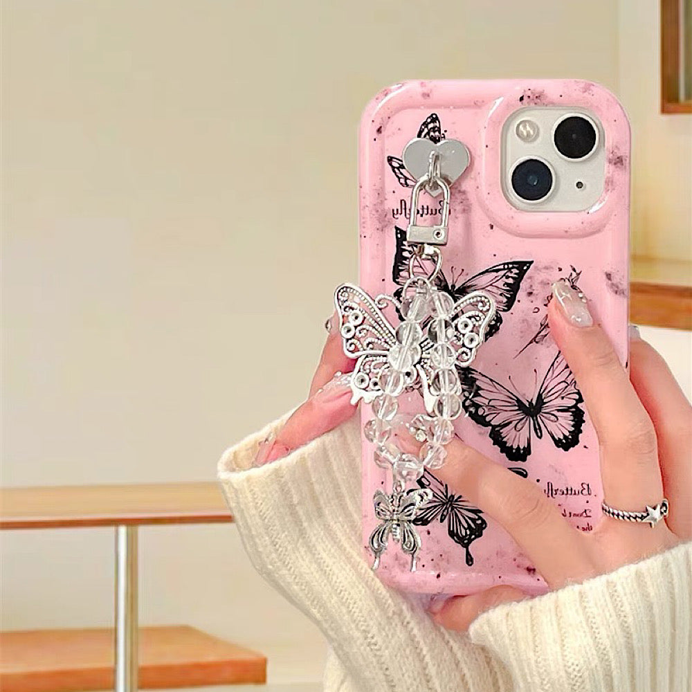 iPhoneケース おしゃれ 蝶々 ピンク スマホケース
