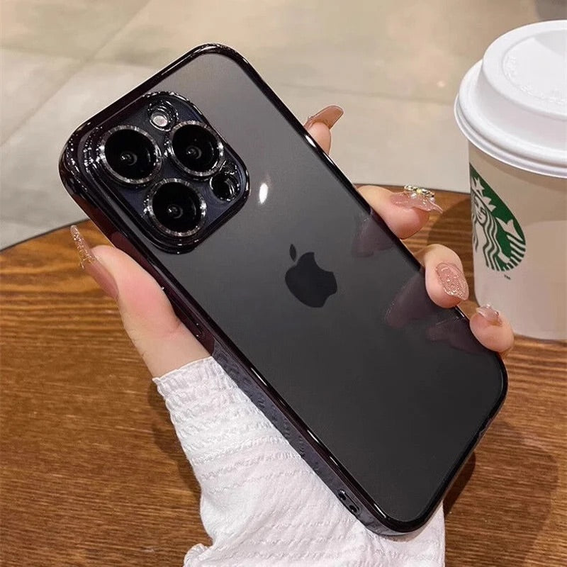 iPhoneケース　チタニウム 黄ばまないカメラ保護 軽量　透明　クリア　スマホケース