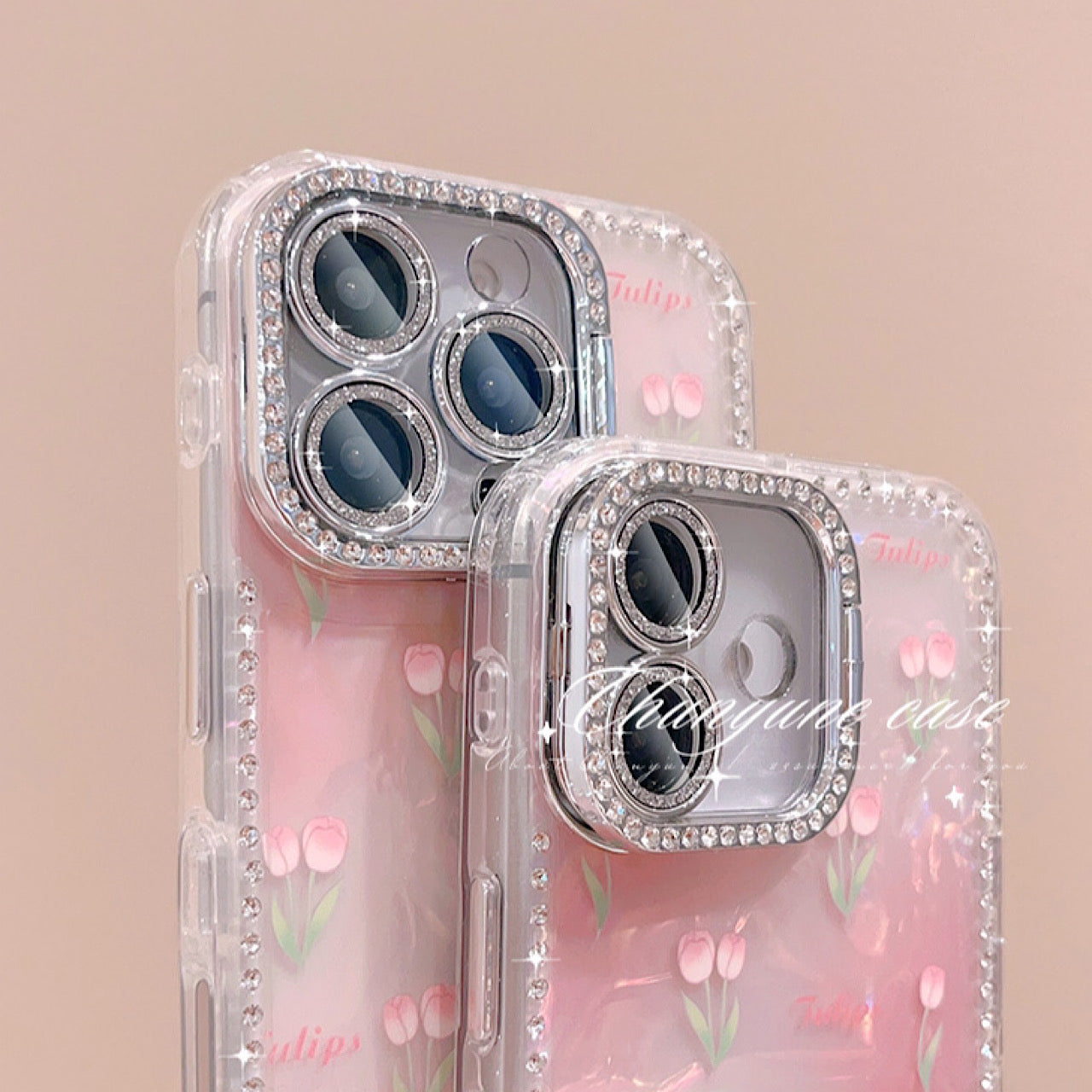 iPhoneケース かわいい ピンク チューリップ スタンド付き スマホケース