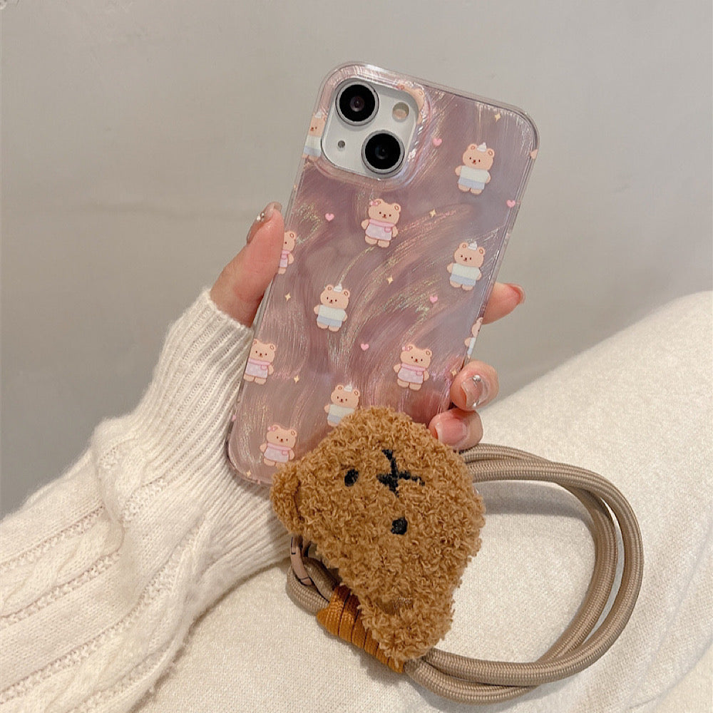 iPhoneケース かわいい キラキラ 熊 おしゃれ スマホケース