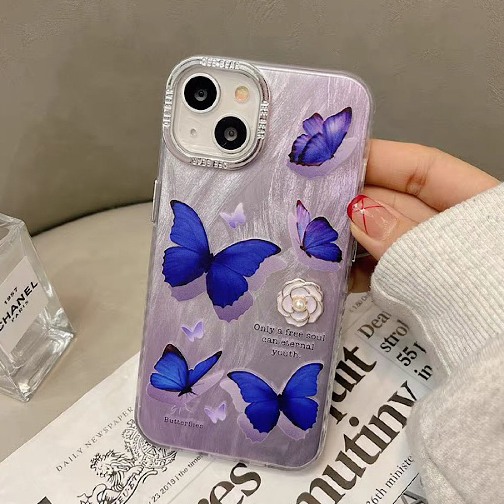 iPhoneケース パープル 蝶々 かわいい スマホケース