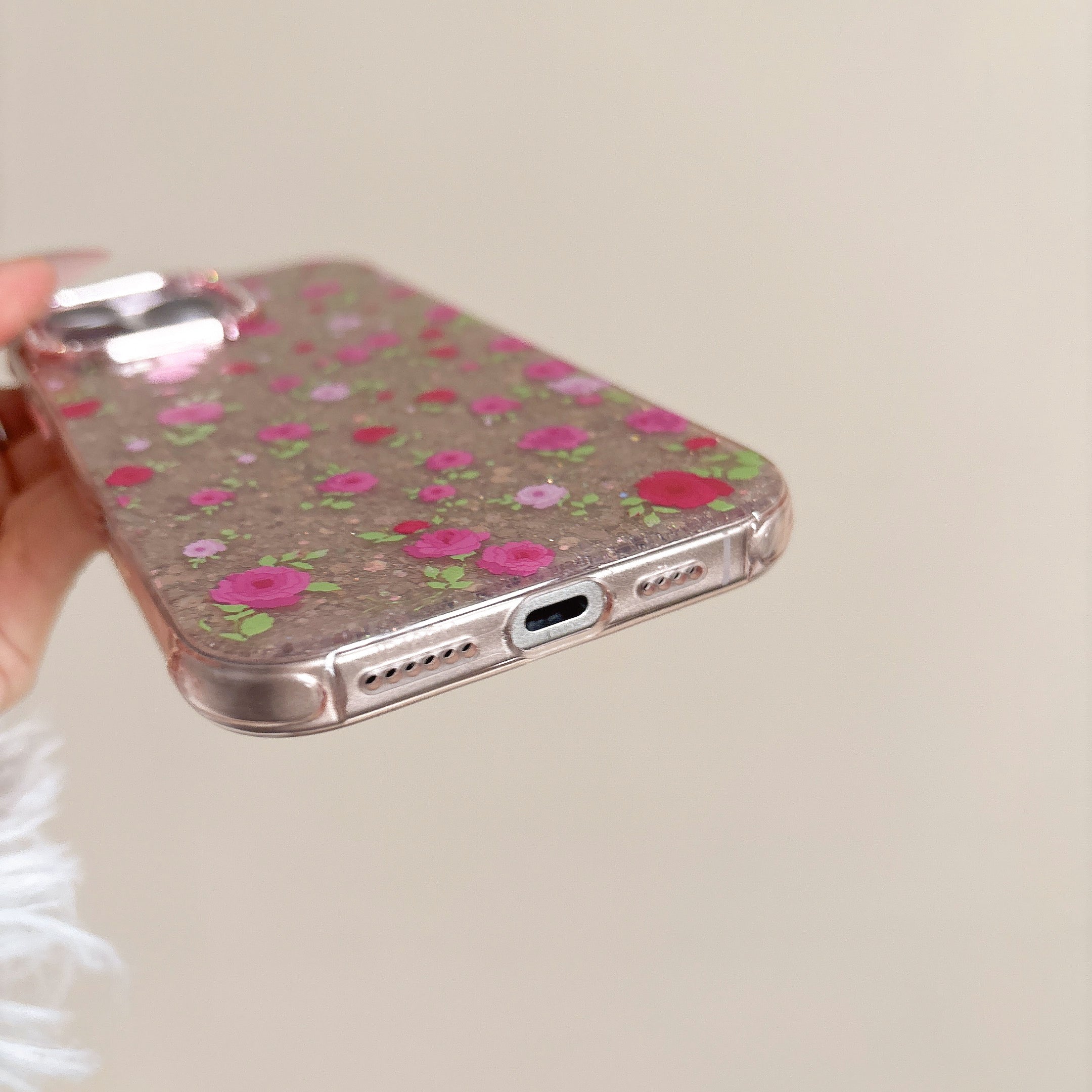 iPhoneケース かわいい ピンク フラワー キラキラ スマホケース