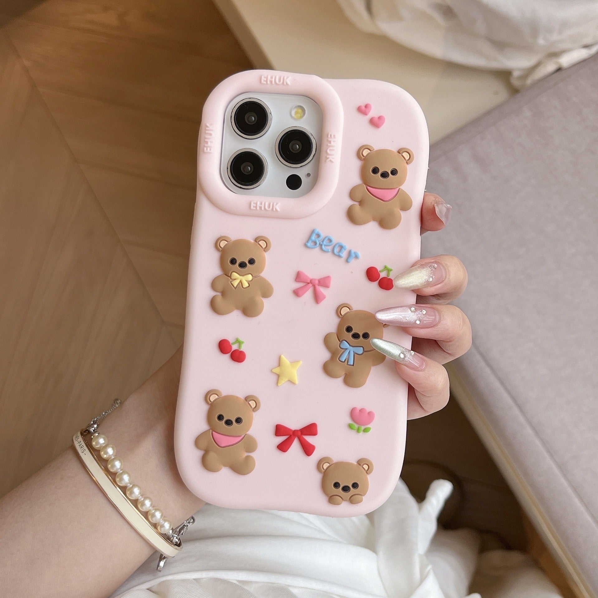 iPhoneケース かわいい 小熊 ピンク スマホケース
