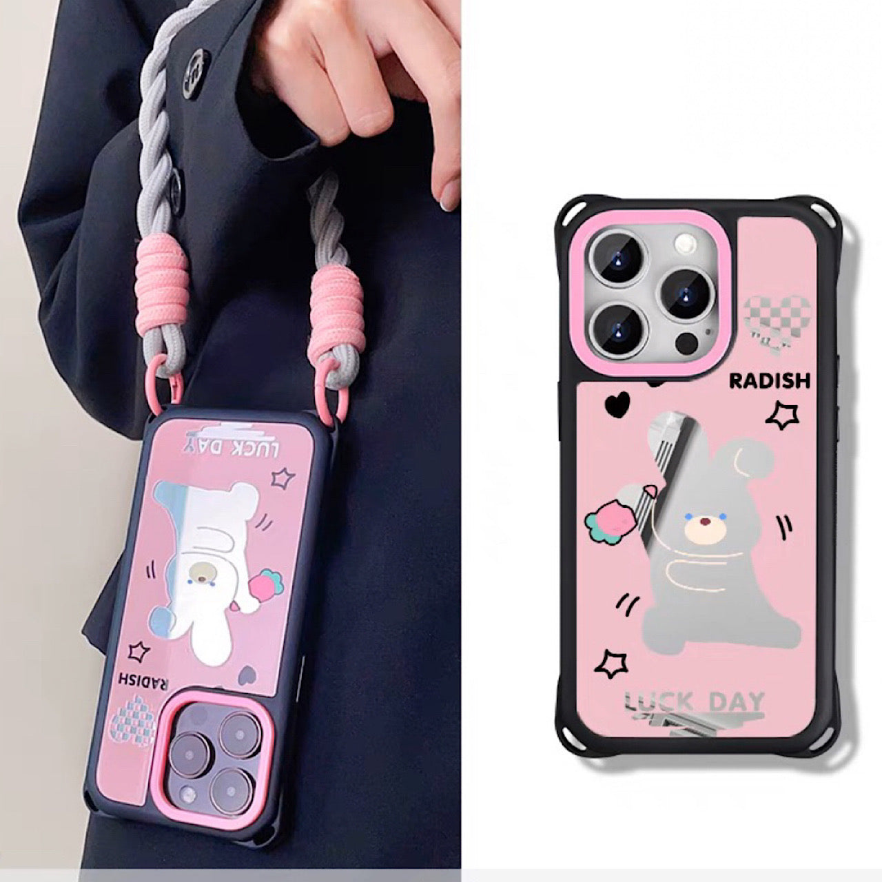 iPhoneケース かわいい うさぎ にんじん 頑丈 ショルダー ストラップ スマホケース
