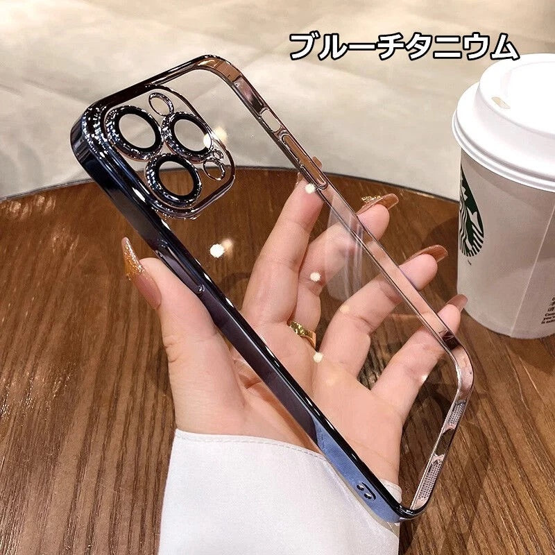 iPhoneケース　チタニウム 黄ばまないカメラ保護 軽量　透明　クリア　スマホケース