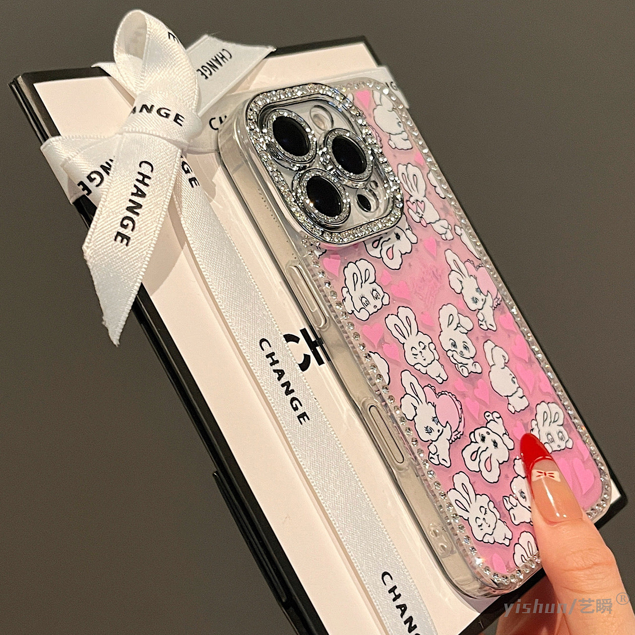 iPhoneケース かわいい うさぎ ピンク キラキラ スマホケース