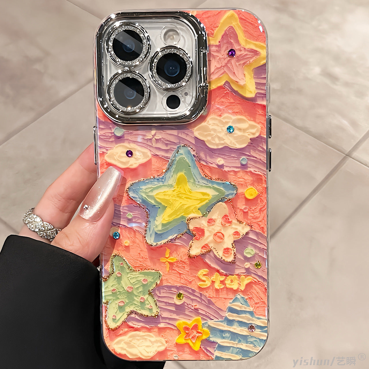 iPhoneケース ガーリー キラキラ 星柄 ファンシーかわいい スマホケース