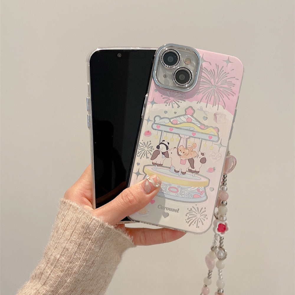 iPhoneケース カラフル 遊園地 かわいい アニマル スマホケース