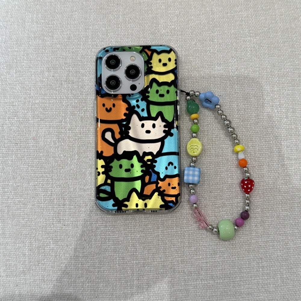 iPhoneケース カラフル 猫いっぱい スマホケース