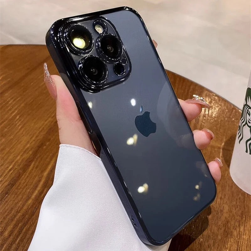 iPhoneケース　チタニウム 黄ばまないカメラ保護 軽量　透明　クリア　スマホケース