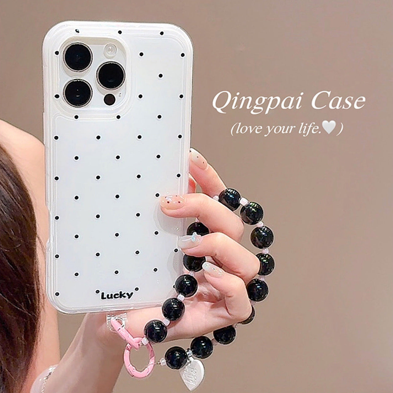 iPhoneケース シンプルドット ホワイト スマホケース