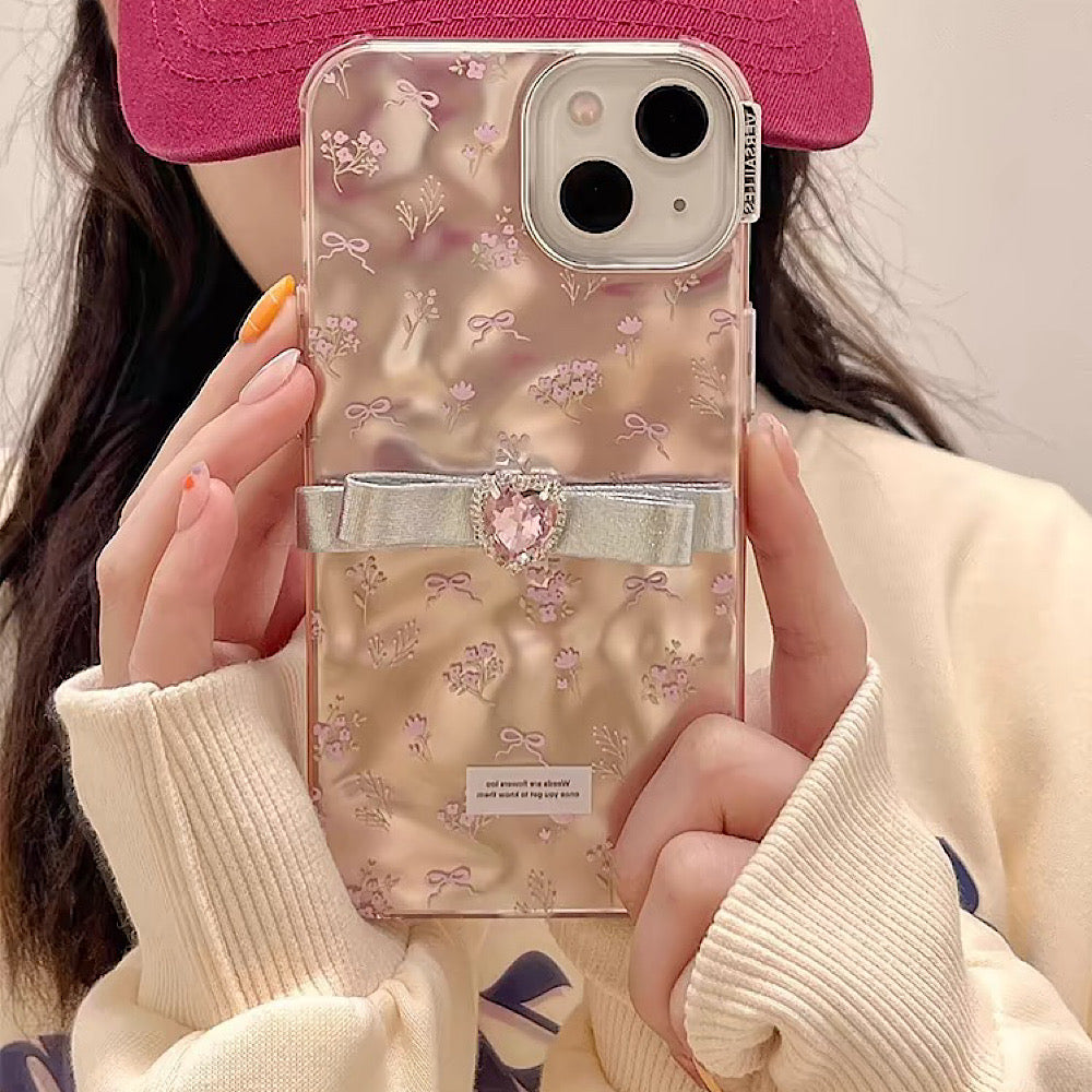 iPhoneケース ピンク リボン おしゃれ スマホケース