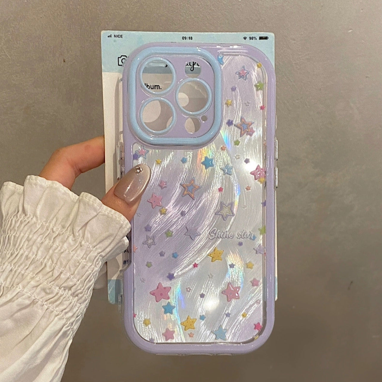 iPhoneケースキラキラ流れ星とパステルスター スマホケース