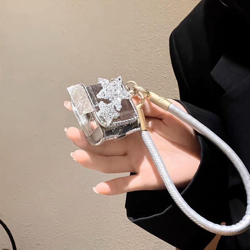 AirPodsケース おしゃれ スター 単色 ストラップ付き AirPods Proケース
