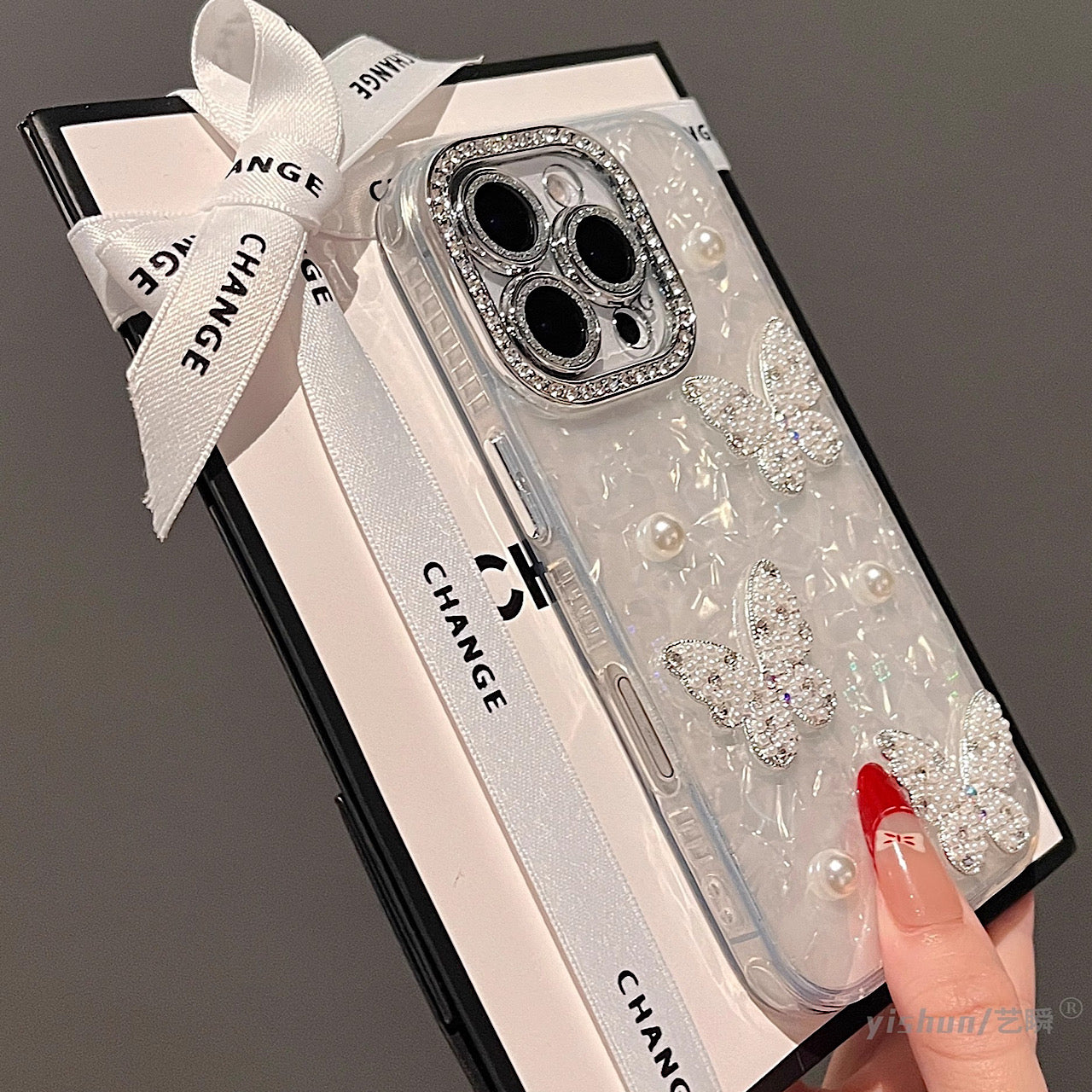 iPhoneケース おしゃれ キラキラ 立体 リボン スマホケース