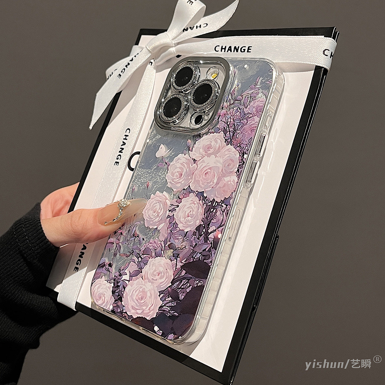 iPhoneケース おしゃれ ローズフラワー ピンク スマホケース