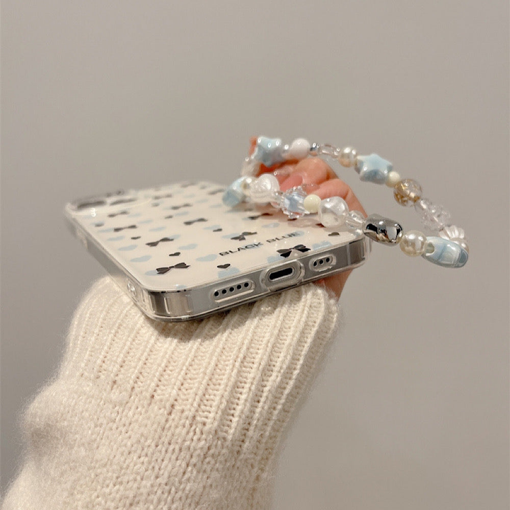 iPhoneケース ハート リボン かわいい ホワイト スマホケース