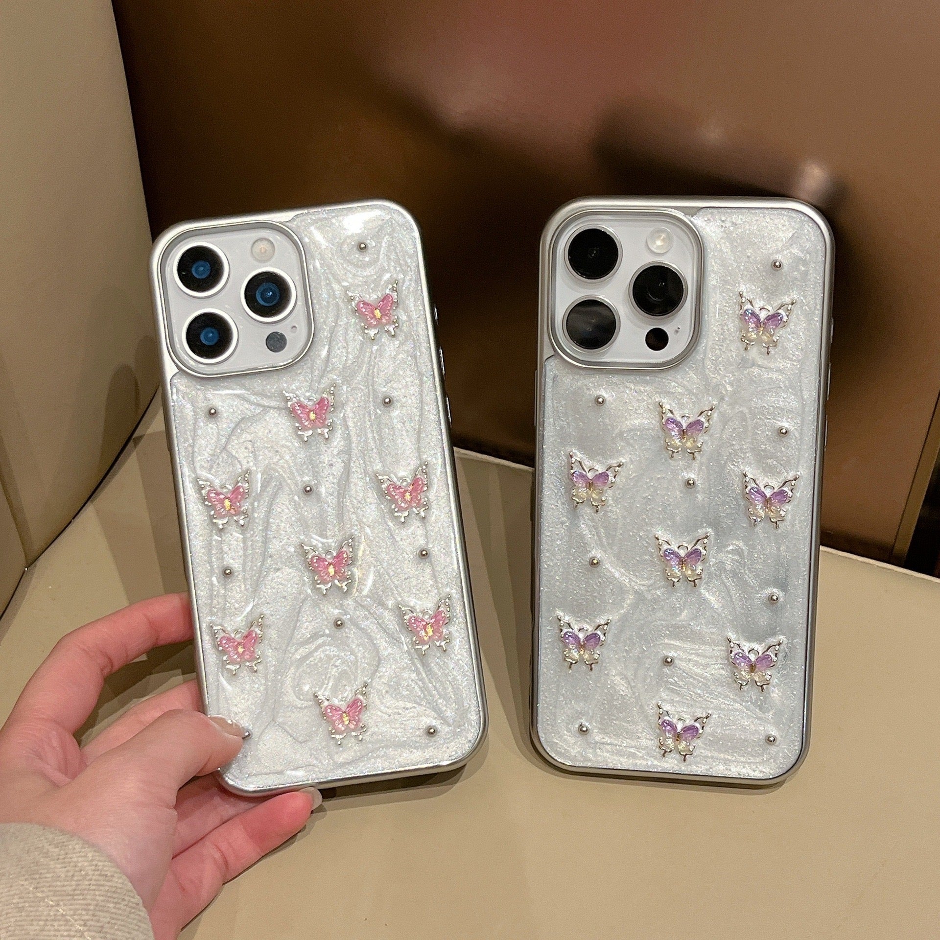 iPhoneケース 立体 蝶々 おしゃれ ホワイト スマホケース