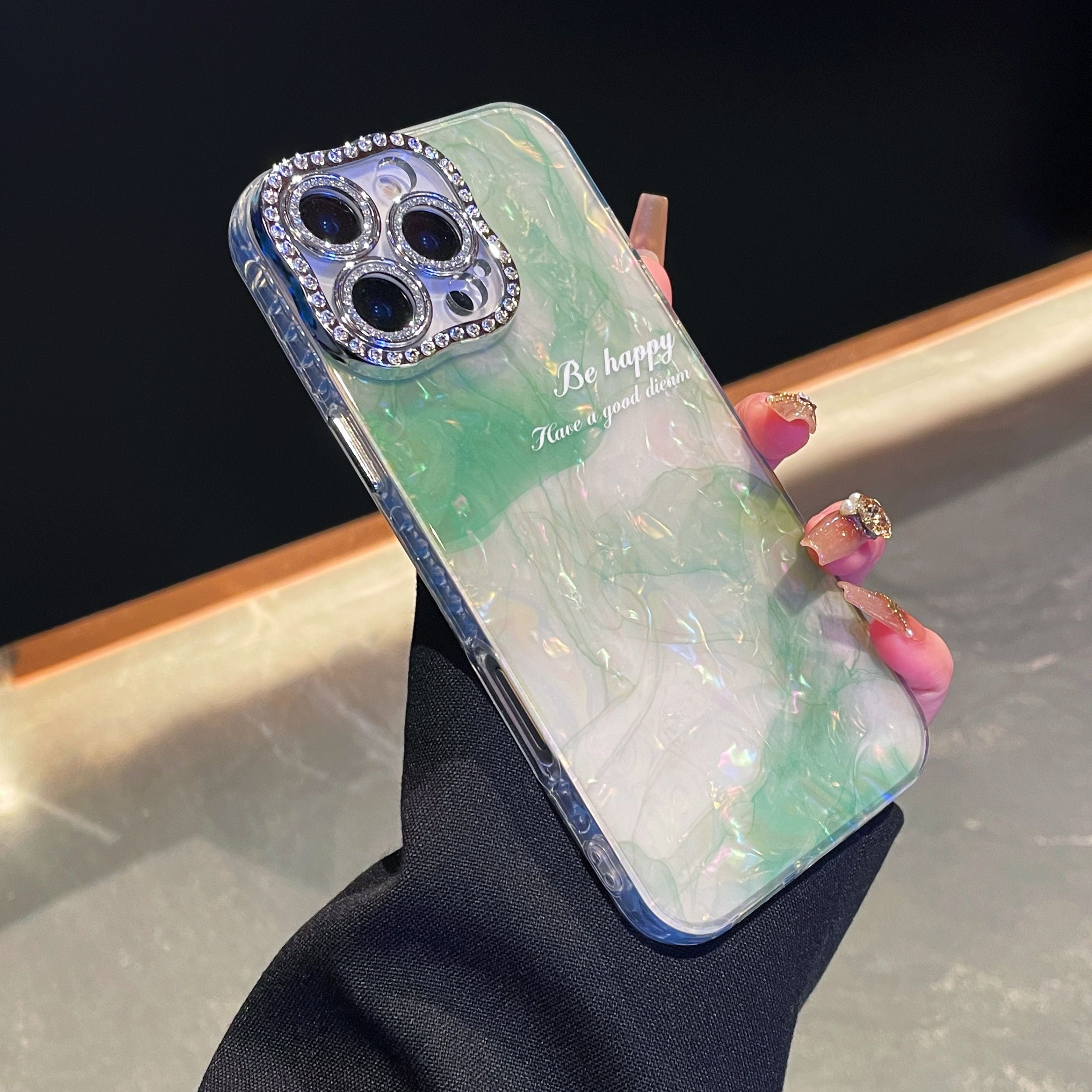 iPhoneケース 大理石風マーブル × メッセージロゴ スマホケース
