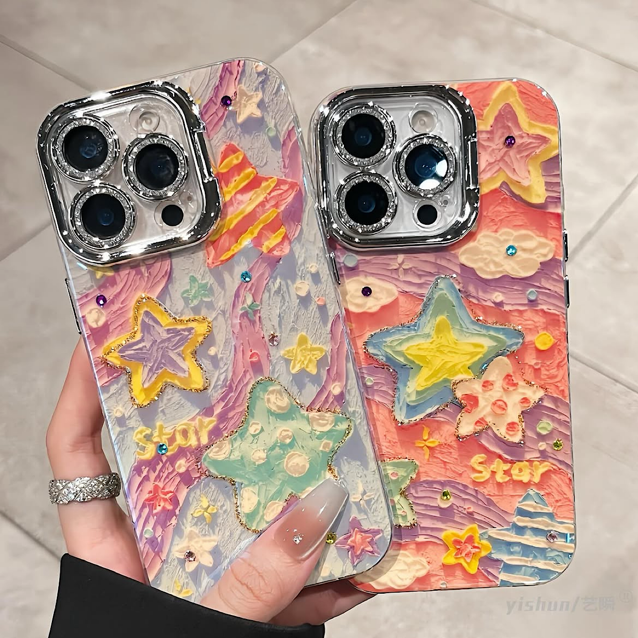 iPhoneケース ガーリー キラキラ 星柄 ファンシーかわいい スマホケース