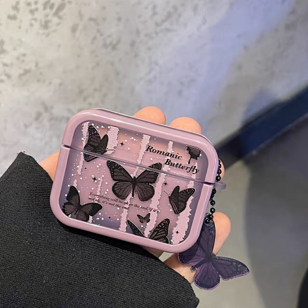 AirPodsケース かわいい パープル 蝶々 AirPods Proケース