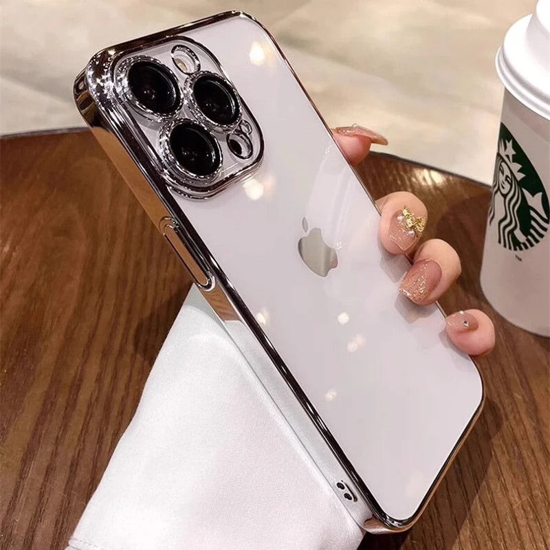 iPhoneケース　チタニウム 黄ばまないカメラ保護 軽量　透明　クリア　スマホケース