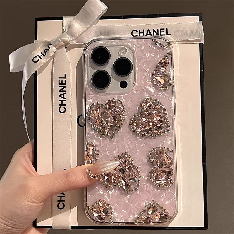 iPhoneケース おしゃれ キラキラ クリスタル ハート スマホケース