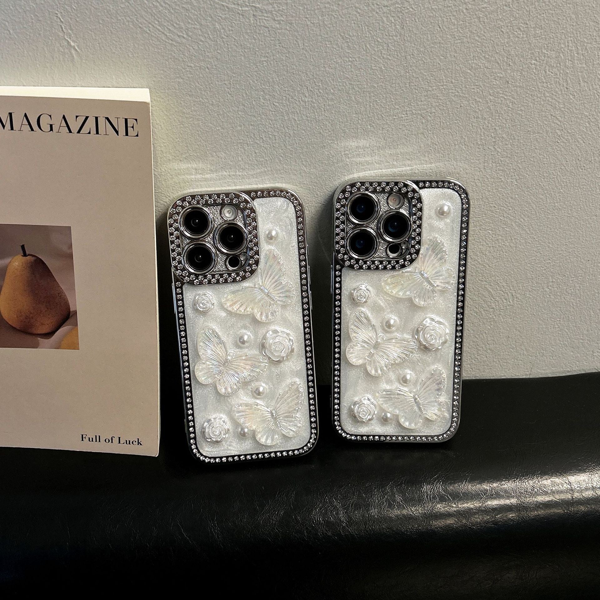 iPhoneケース 蝶々とローズ エレガント スマホケース