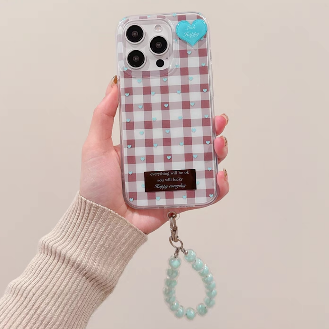 iPhoneケース おしゃれ ハート チェック柄 スマホケース