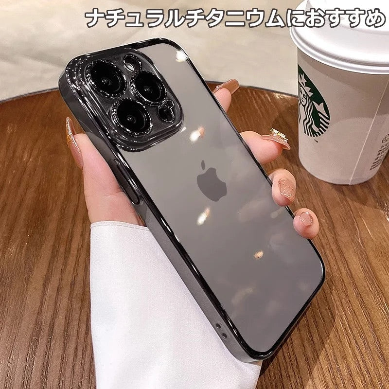 iPhoneケース　チタニウム 黄ばまないカメラ保護 軽量　透明　クリア　スマホケース