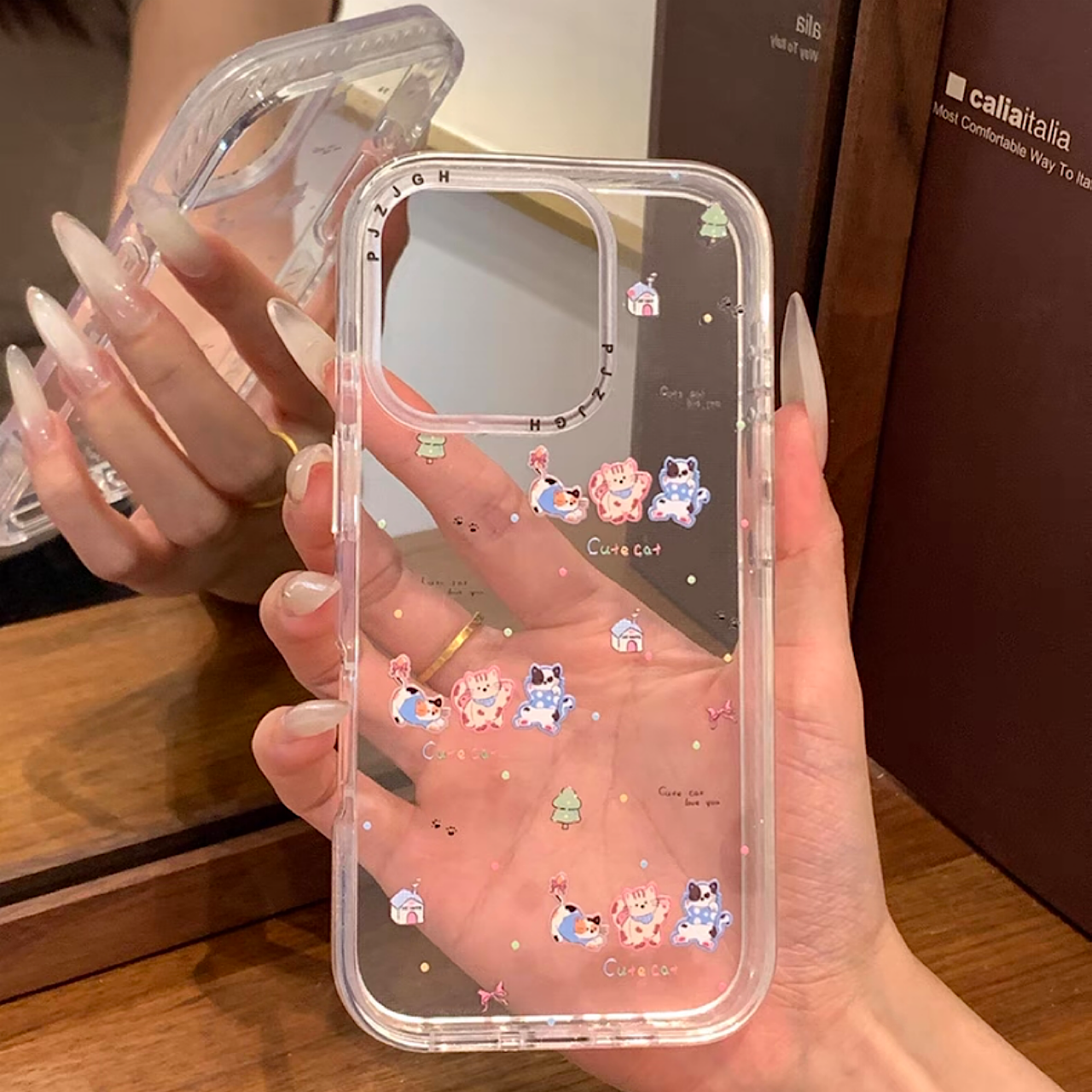 iPhoneケース かわいい 子猫 透明 クリア スマホケース