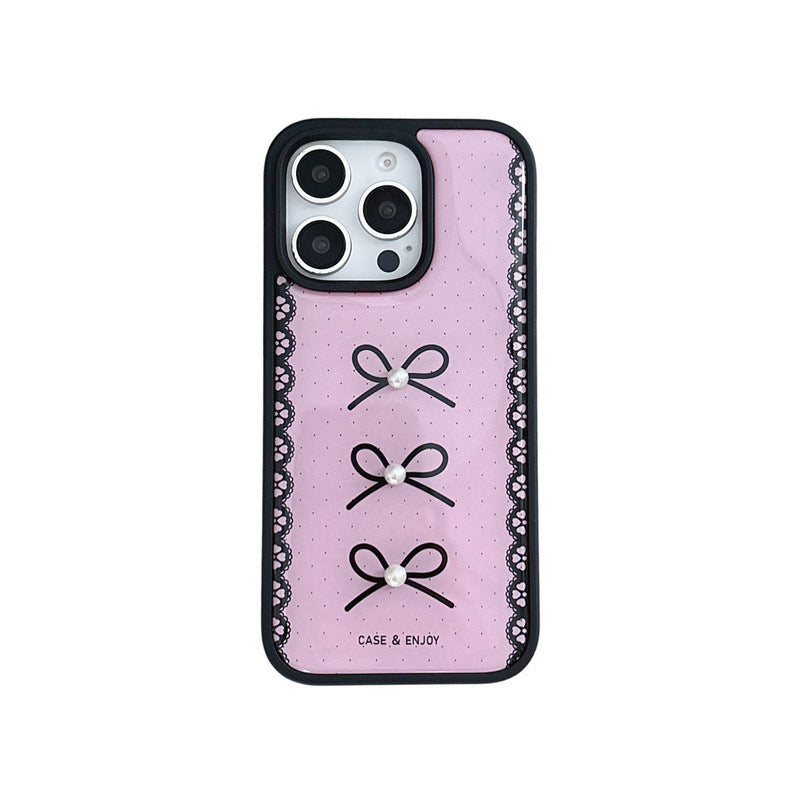 iPhoneケース おしゃれ 立体 リボン ピンク スマホケース
