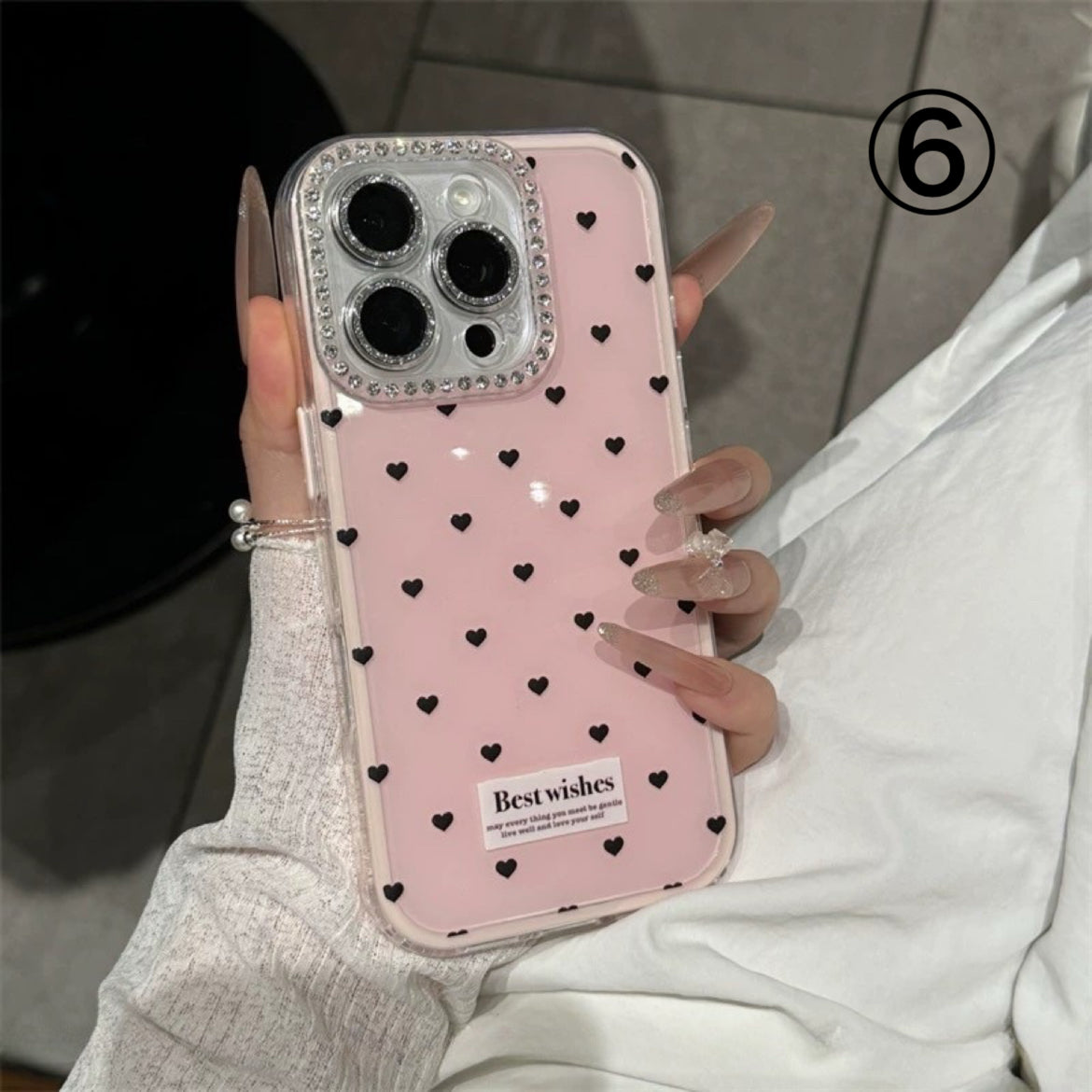iPhoneケース シンプル ハート キラキラ カメラ保護付き スマホケース