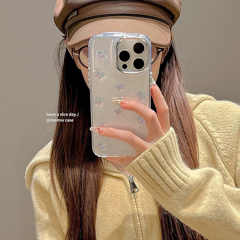 iPhoneケース おしゃれ 立体 蝶々 透明 クリア スマホケース