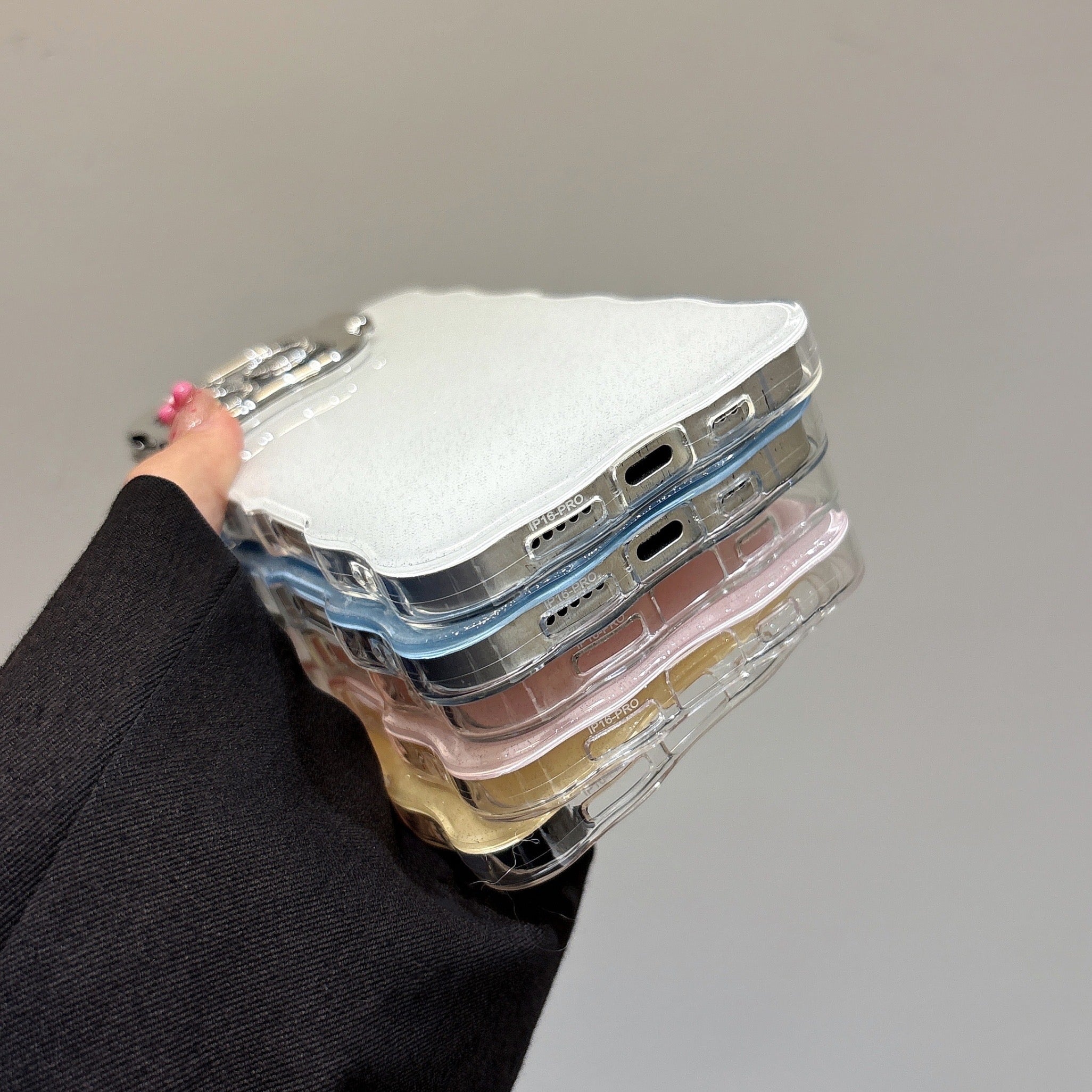 iPhoneケース 光沢ブルー スマホ スタンド付き スマホケース