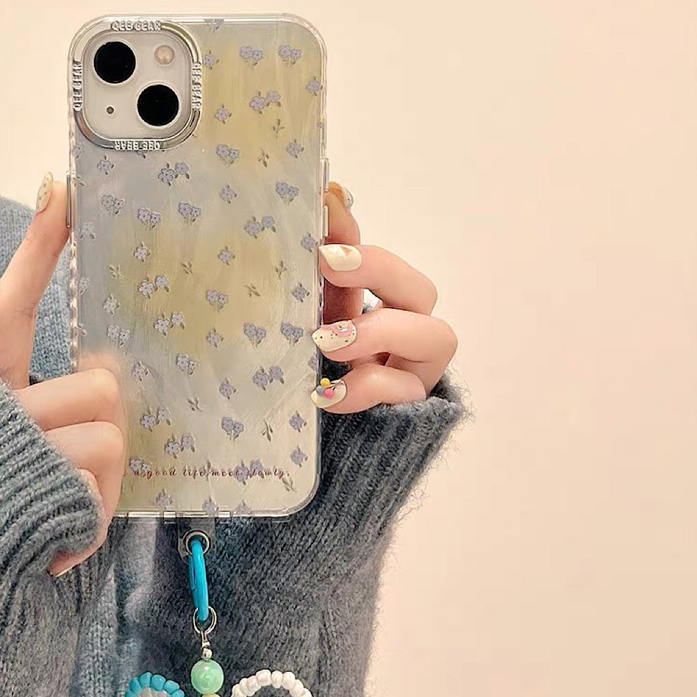 iPhoneケース ブルー フラワー おしゃれ スマホケース