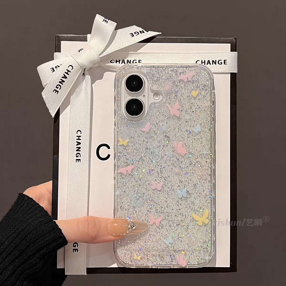 iPhoneケース カラフル 蝶々 キラキラ スマホケース