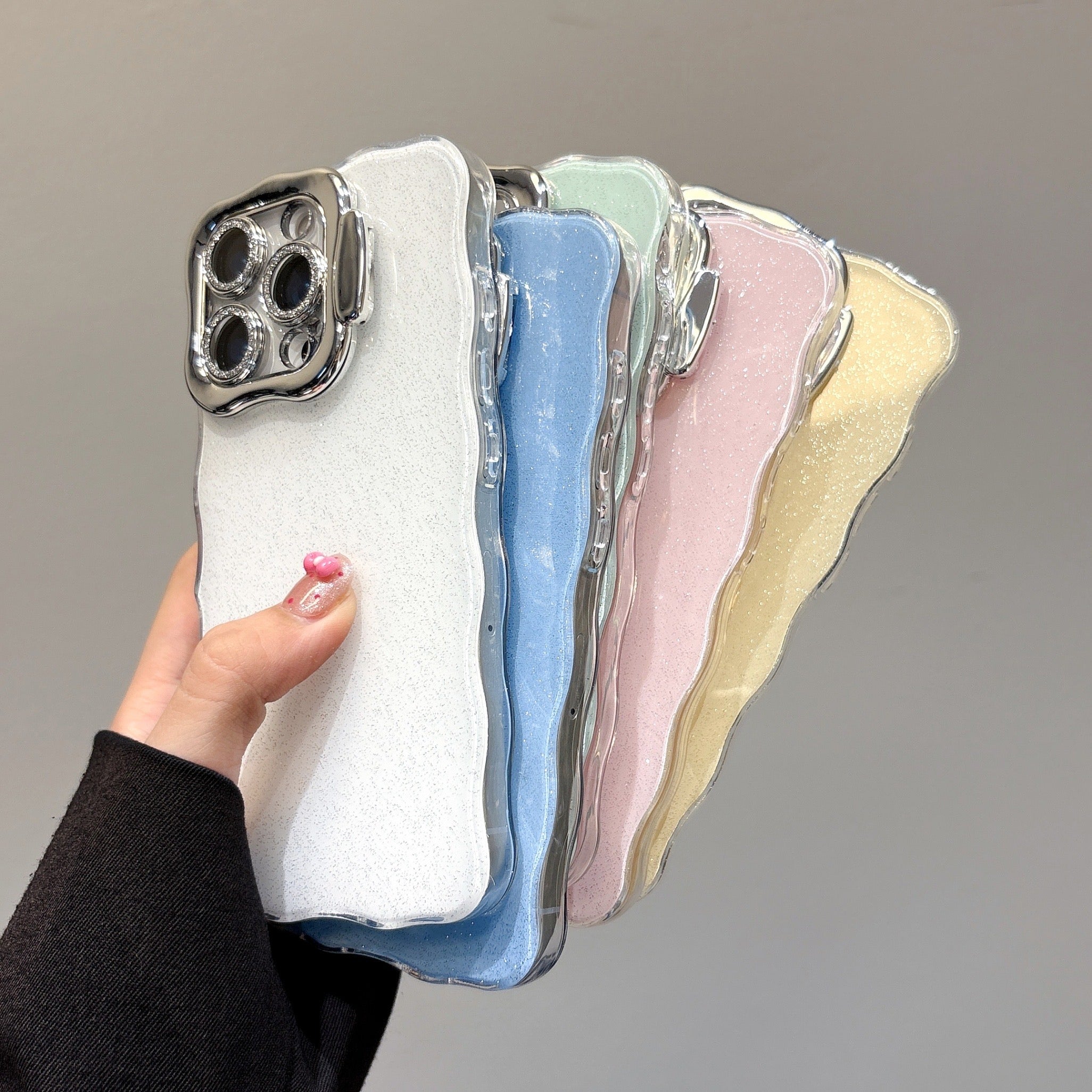 iPhoneケース 光沢ブルー スマホ スタンド付き スマホケース