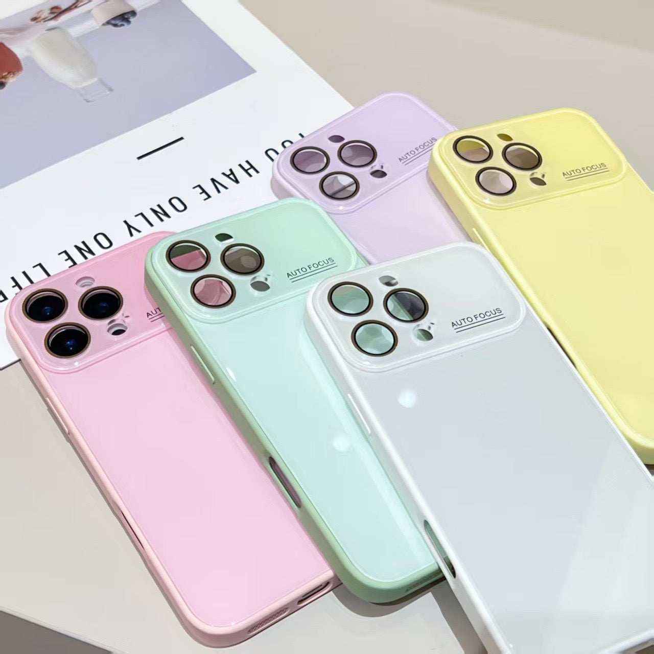 iPhoneケース パステルカラー  カメラ保護付き スマホケース