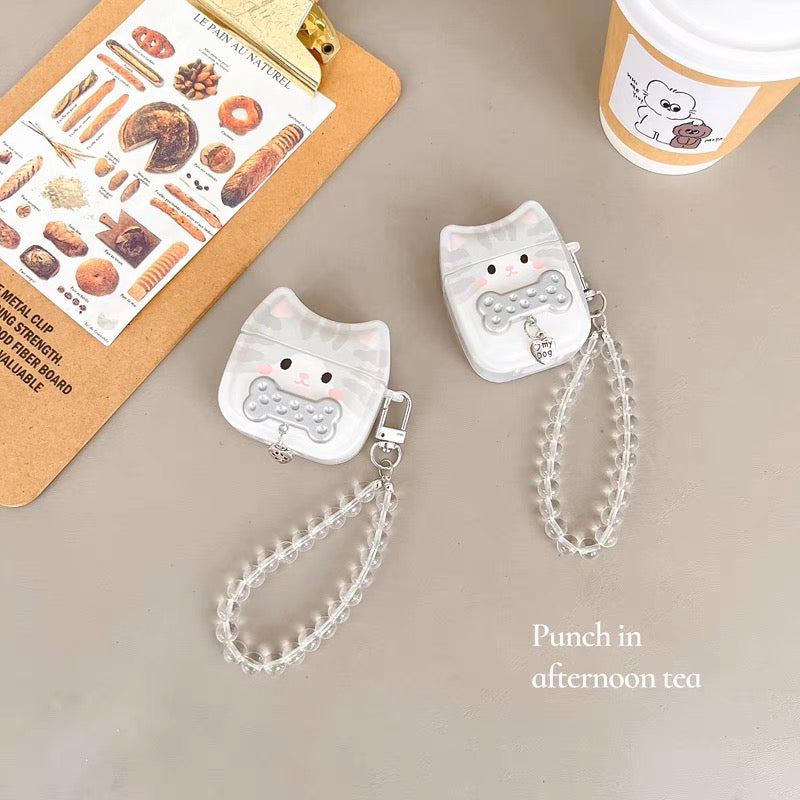 AirPodsケース かわいい 猫 ストラップ付き AirPods Proケース