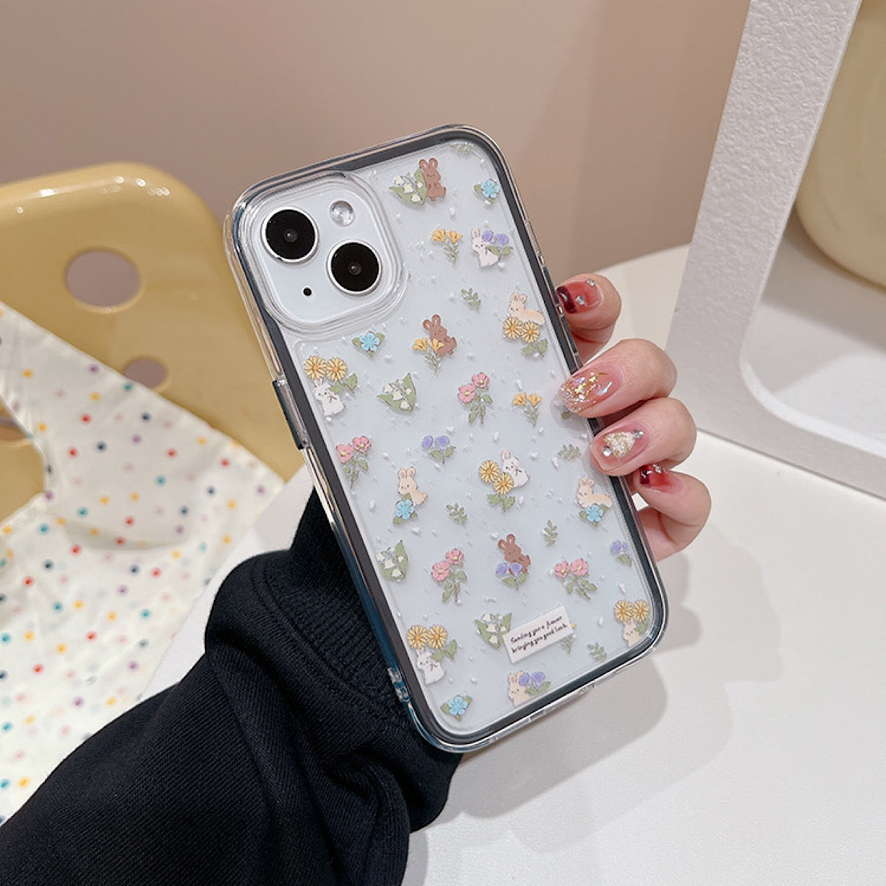 iPhoneケース かわいい うさぎ フラワー スマホケース