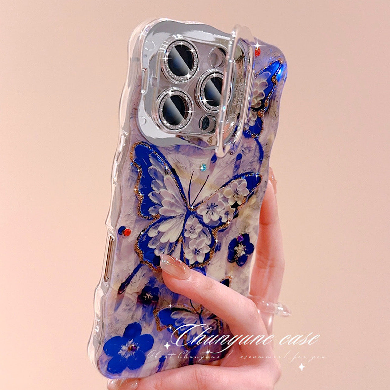 iPhoneケース おしゃれ 蝶々 スタンド付き スマホケース