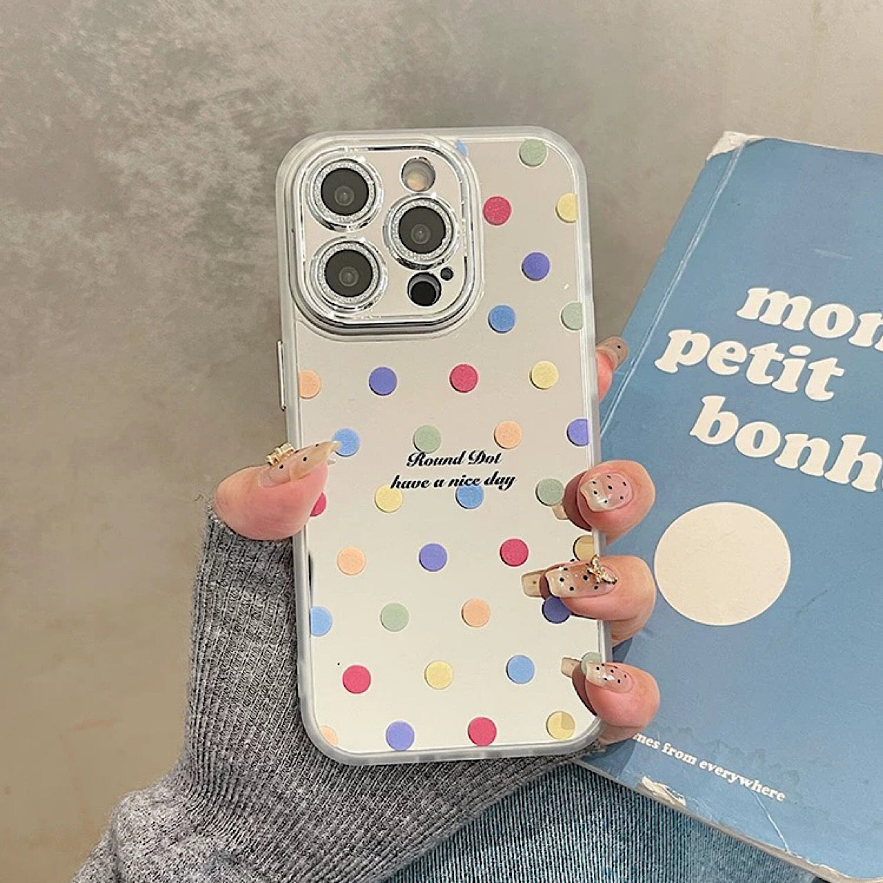 iPhoneケース 鏡付き カラフル おしゃれ ミラー付き スマホケース
