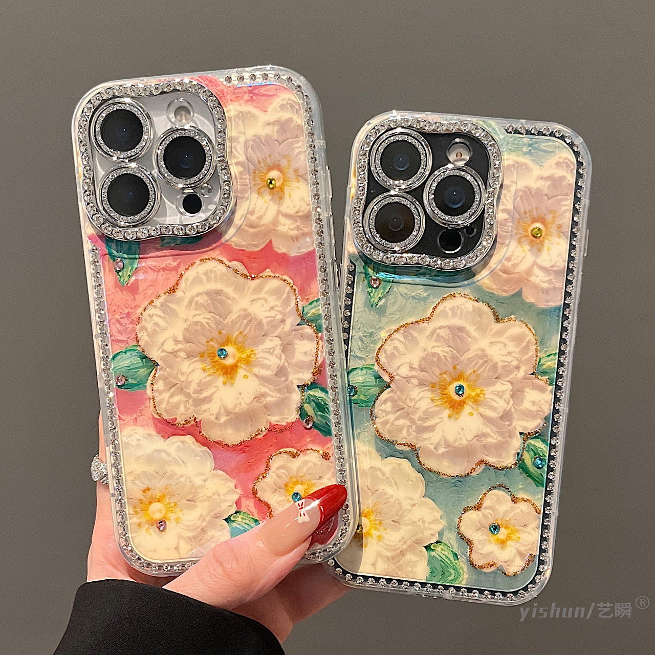 iPhoneケース おしゃれ キラキラ フラワー 高級感 スマホケース