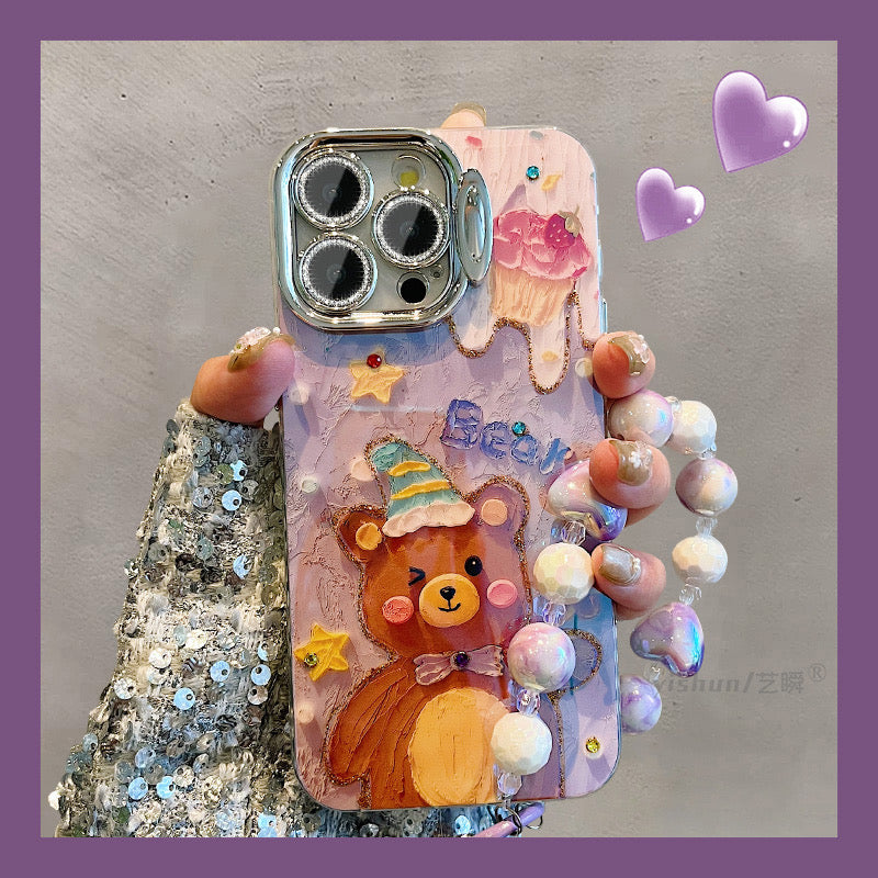 iPhoneケース かわいい アニマル スタンド付き スマホケース