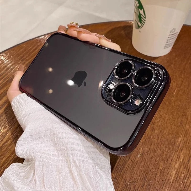iPhoneケース　チタニウム 黄ばまないカメラ保護 軽量　透明　クリア　スマホケース