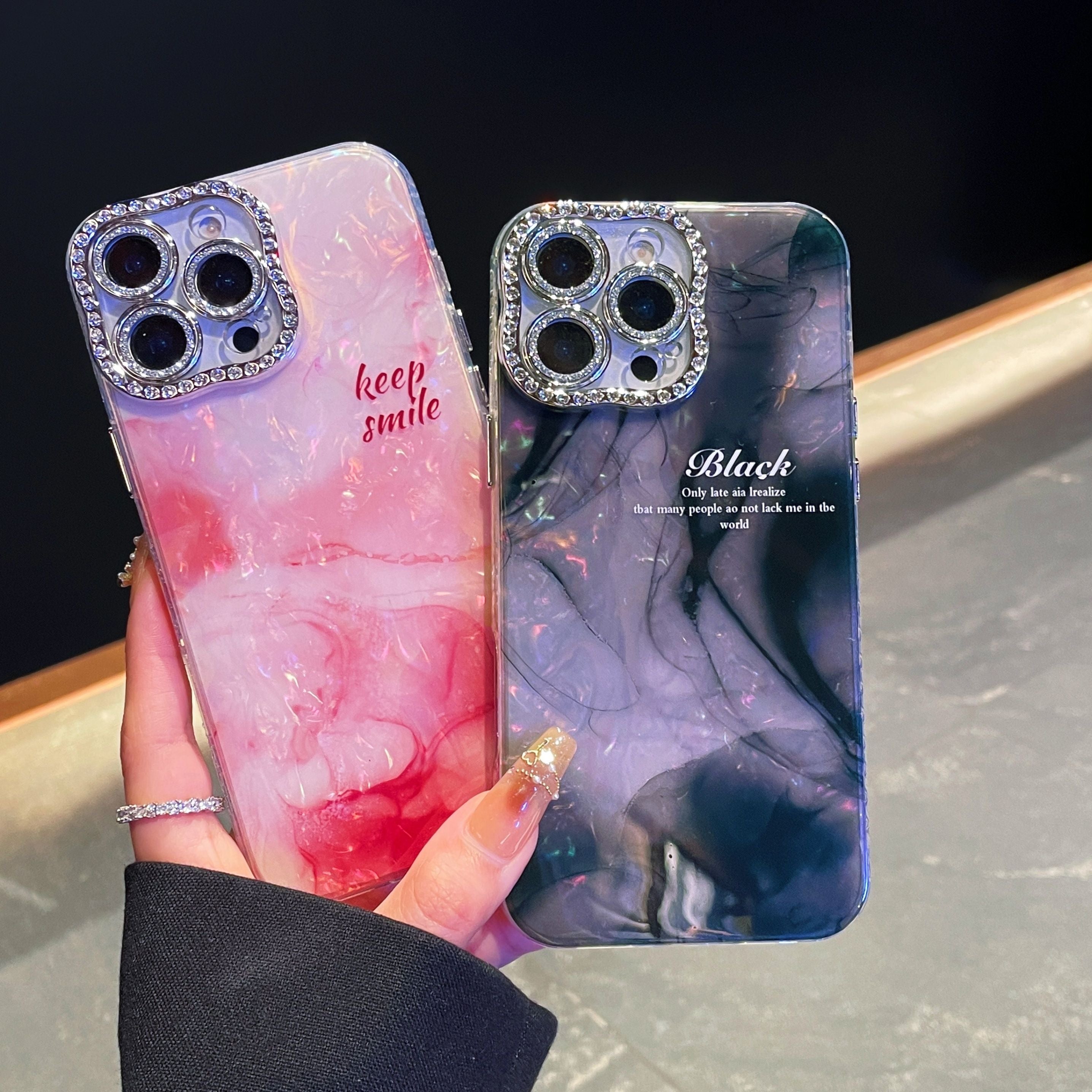 iPhoneケース 大理石風マーブル × メッセージロゴ スマホケース