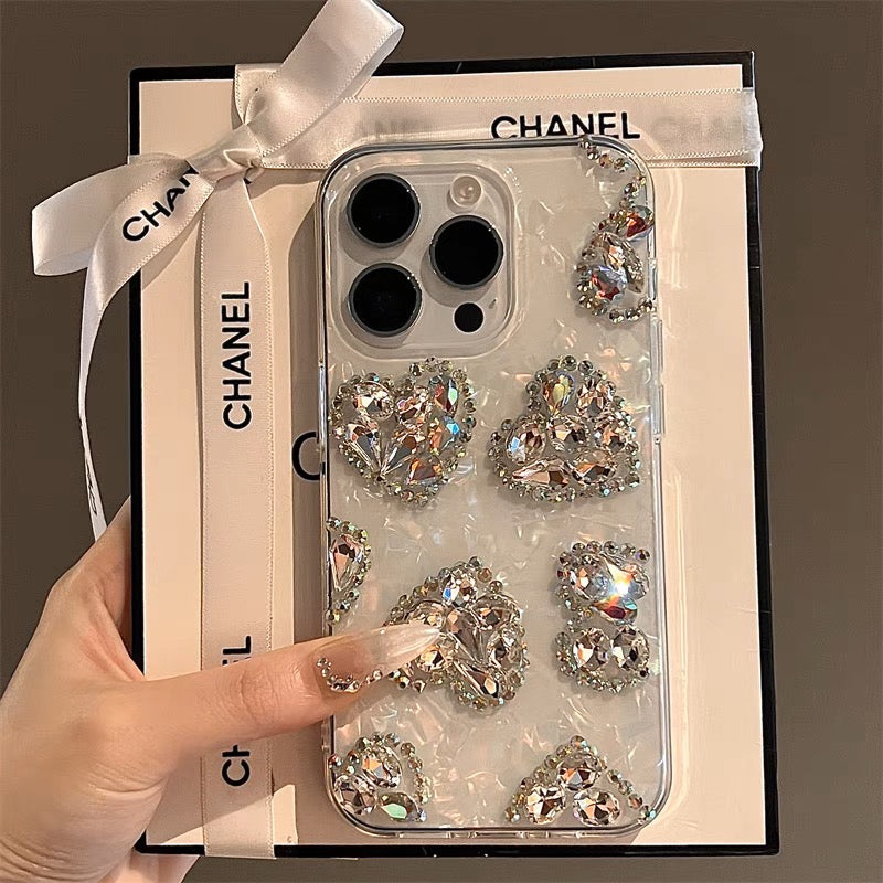 iPhoneケース おしゃれ ホワイト キラキラ ハート スマホケース