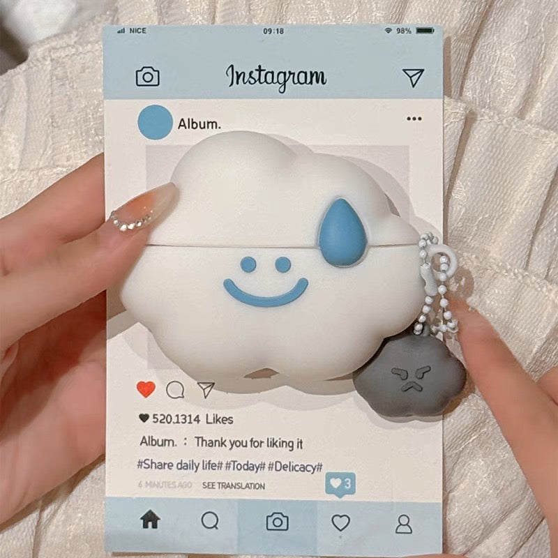 AirPodsケース かわいい にっこり 雲 ホワイト AirPods Proケース